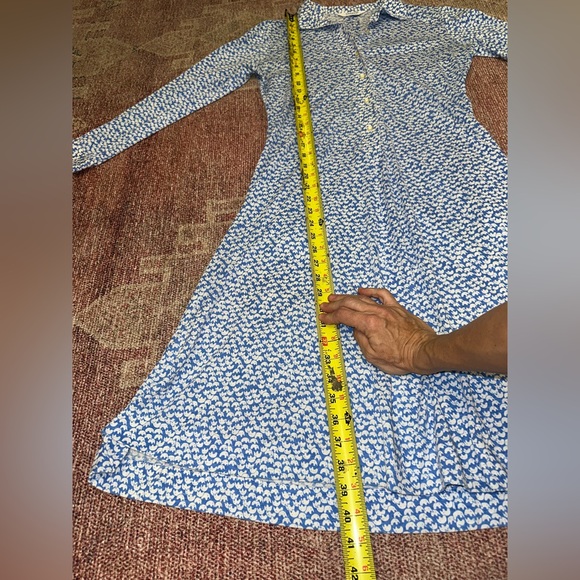 Tanner vintage elephant print lightweight button down long sleeve midi dress  8 - Picture 9 of 14